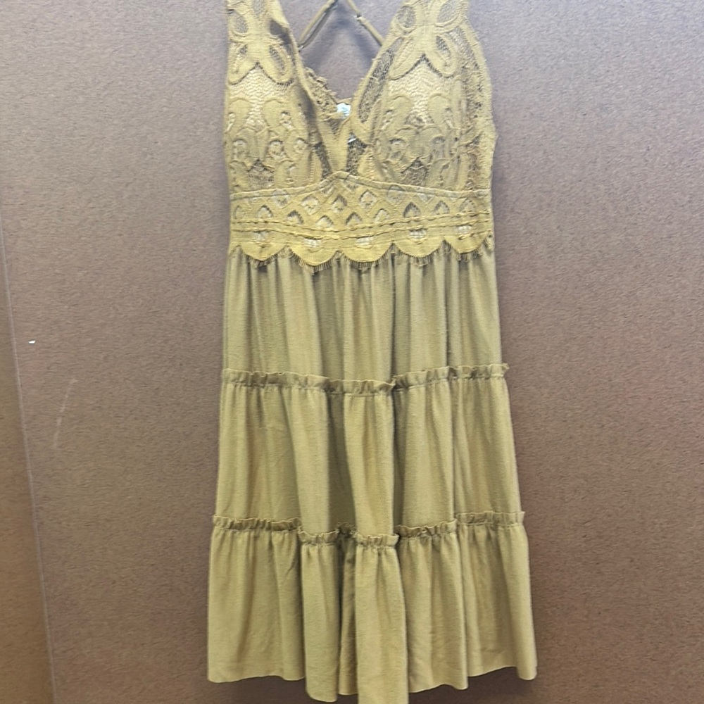Mustard colored lace dress